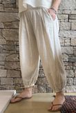 Annie Cushion Cotton Cuff Barrel Pant Panna Cotta